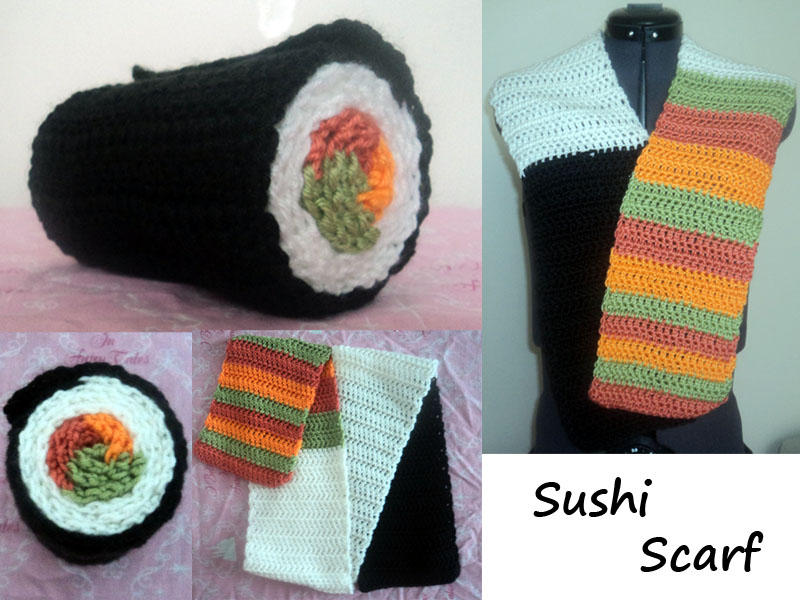 Crocheted Sushi Scarf by MazokuCreations on DeviantArt