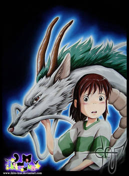 Chihiro e Haku em tecido