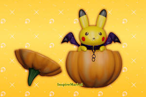 Pikachu in a Halloween Pumpkin