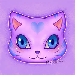 Kawaii Purple Cat Face with Heart on Forehead