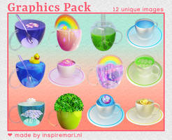 P2U: Colorful Teacups Graphics Pack