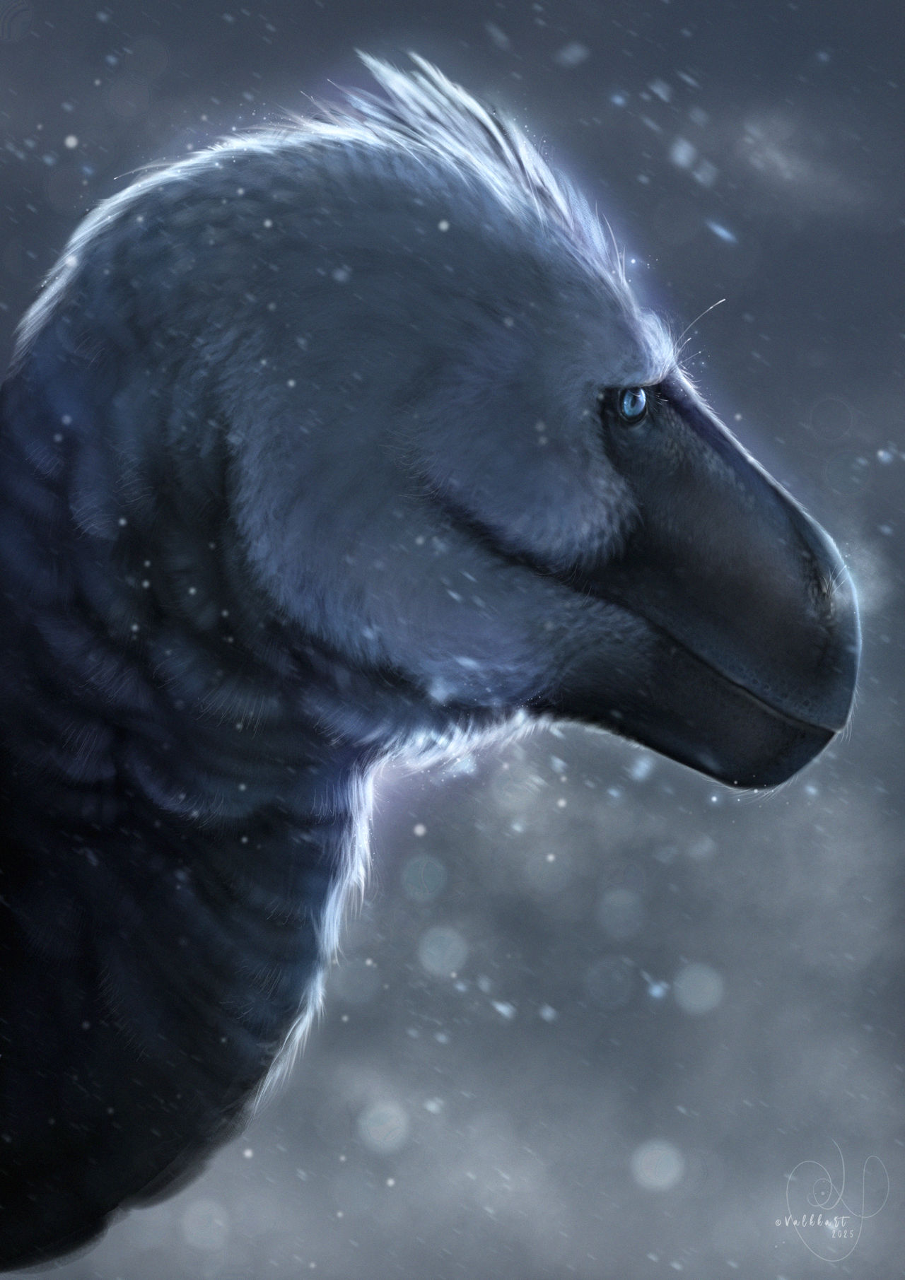 Utahraptor in a blizzard by ValkkArt on DeviantArt
