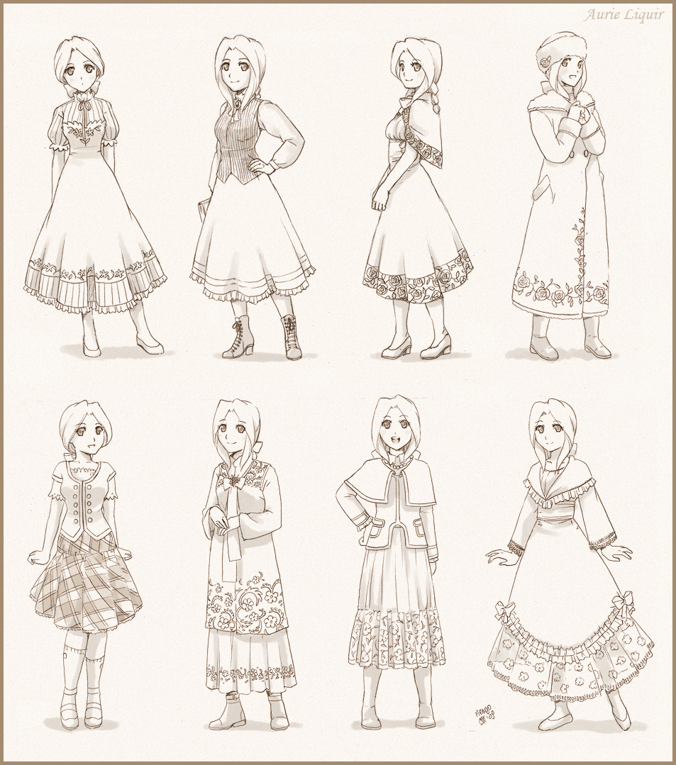Auries dress sketches
