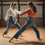 Dojo practice in jeans