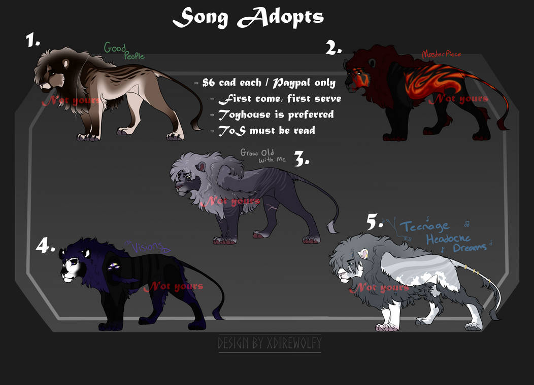 Lion Injection Color Song Lion Song Adopts - 5/5 Open by xDirewolfy on DeviantArt