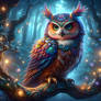 Owl of Mystical Feathers in Light Dust Forest
