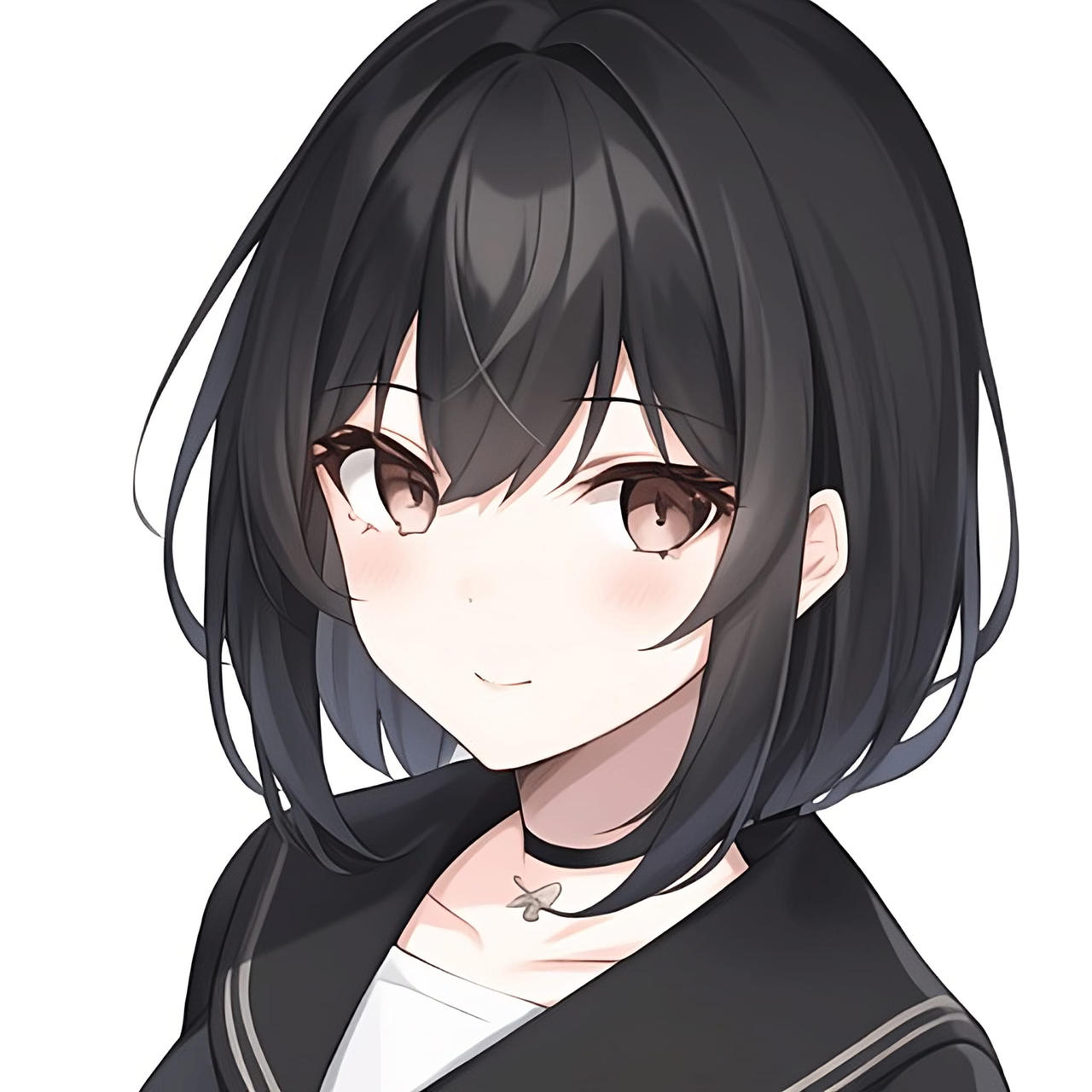 Smile.  Anime girl with black hair, Anime girl short hair, Anime art girl