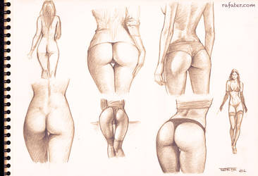 buttocks studies - pencil drawing by rafater