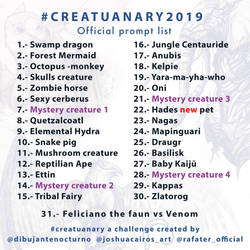 Creatuanary 2019 - Official prompt list