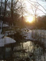 Winter Sunset Bridge