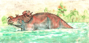 Paleoart: Pond Feeding Centrosaurus by vcubestudios Paleoart: Pond Feeding Centrosaurus by vcubestudios