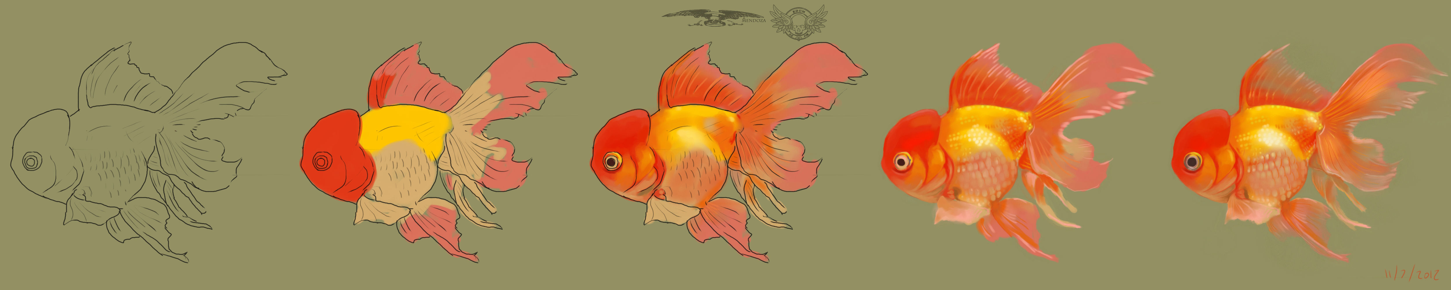 Gold fish painting progression