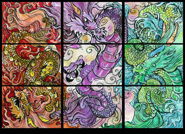 three dragons ACEO collection