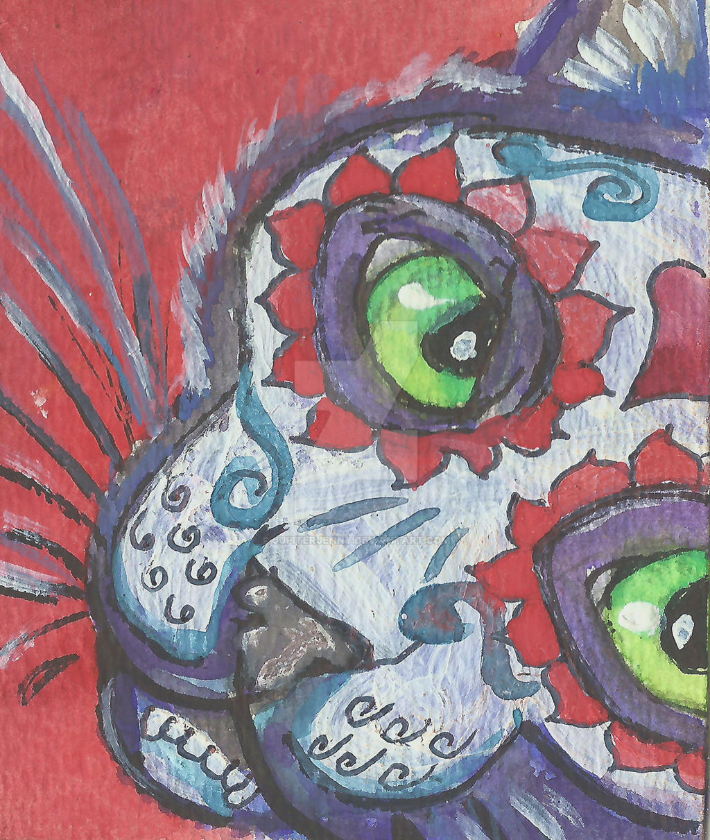 ACEO day of the dead cat 2