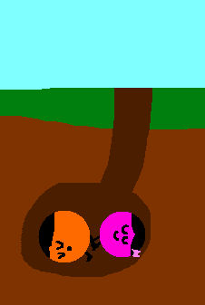 Me and Pink Ball sleeping inside the hole