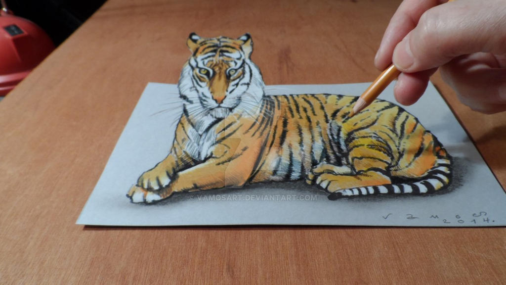 3D Drawing Tiger by VamosArt on DeviantArt 3D Drawing Tiger by VamosArt on DeviantArt