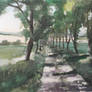 Road with trees, Watercolour