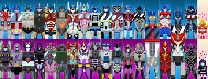 Transformers family of Prime's and Mega's