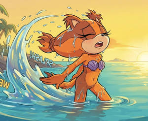 Sticks the mermaid badger with legs and first breath