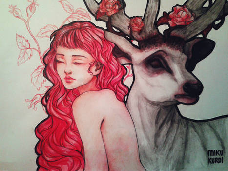 Deer and Roses