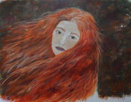 Acrylics Practice Autumn Girl wip 4