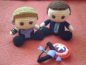 Hawkeye and Agent Coulson amigurumi