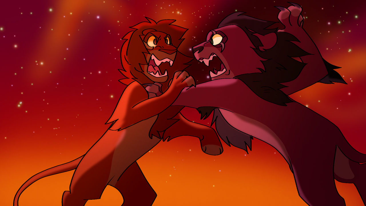Spooky Simba TLK redraw - Scar and Simba fight scene by Cloverspirit0809 on DeviantArt