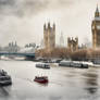 Snowy Day along the Thames, London