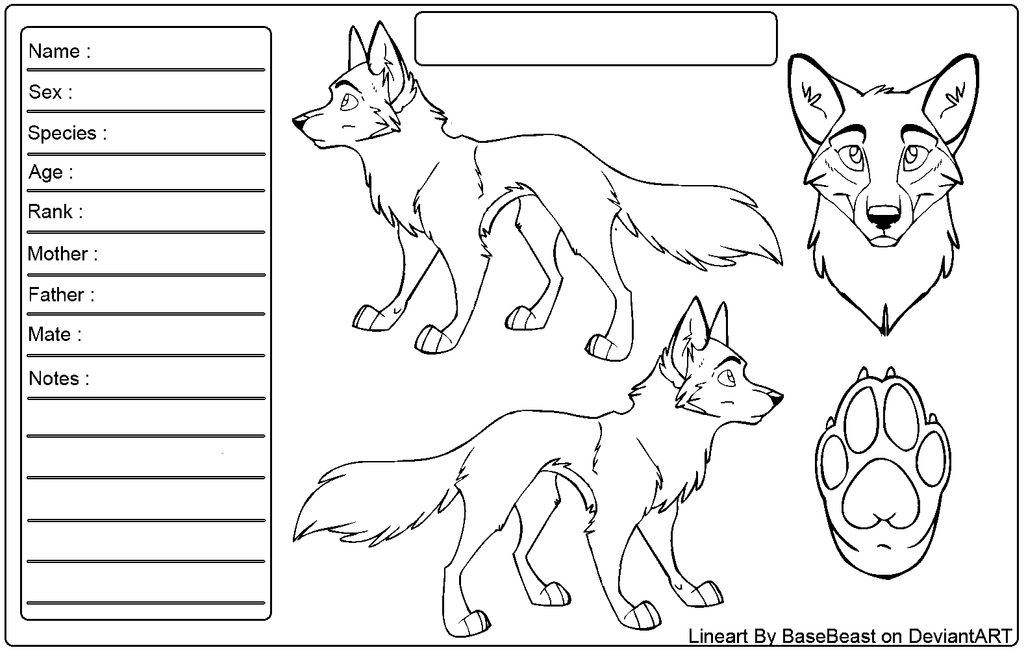 BaseBeast Wolf Reference Sheet Lineart by Wolfinstar on DeviantArt
