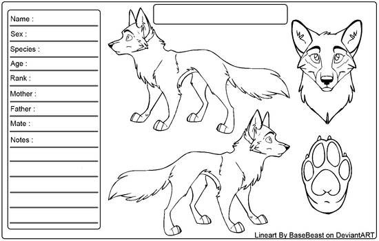 BaseBeast Wolf Reference Sheet Lineart