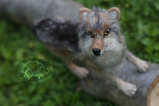 Needle Felted Posable Wolf