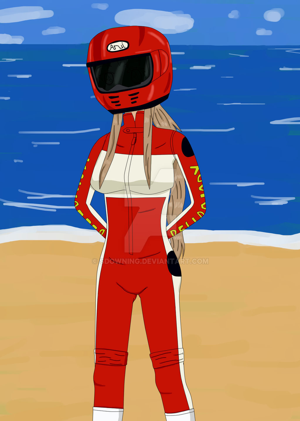 Belldandy Racing Belldandy racing suit version with helmet 2 by sdowning on DeviantArt