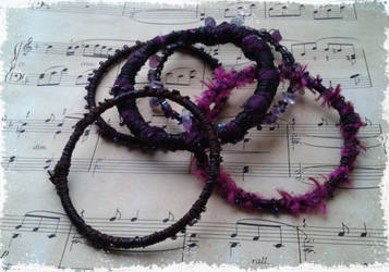 Gypsy boho bangles for a witch, in luxury purple