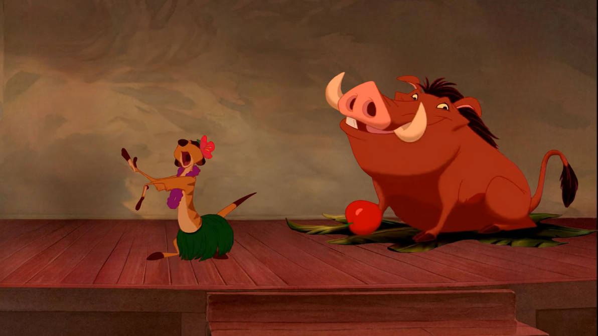 Timon and Pumbaa do the hula on stage! by Draco-Awesomeness on DeviantArt