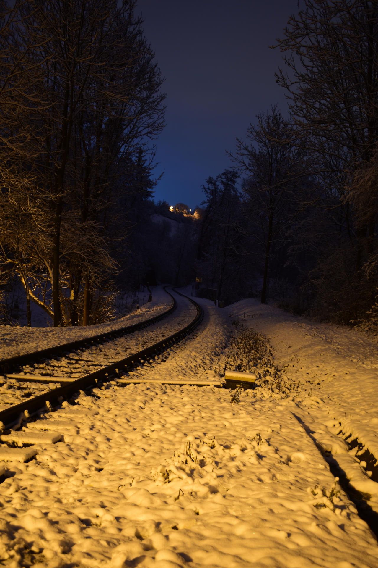 Train Tracks Night Art