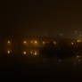 Night city, subway bridge, lake, park at night 2