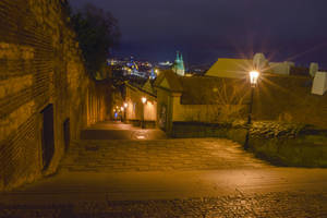Romantic alley at night, city landscape 02