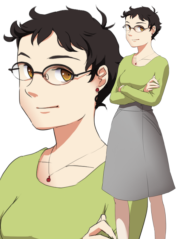 Short Hair Glasses Lady