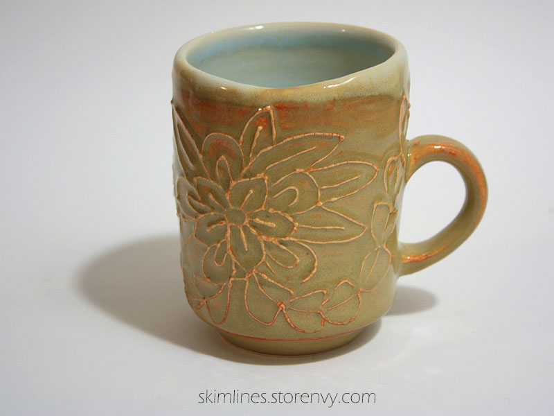 Cream Rust Kanzashi Mug