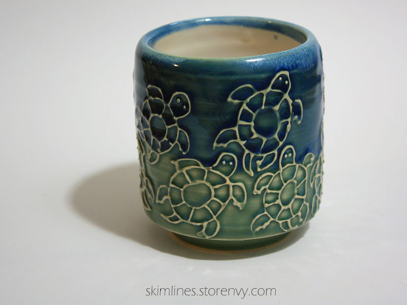 Blue Green Slip Trail Turtle Cup