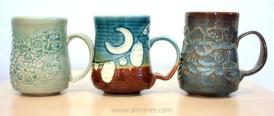 Blossoms, lanterns, blue iris mug