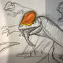 Dilophosaurus sketch(holding a scutellosaur)