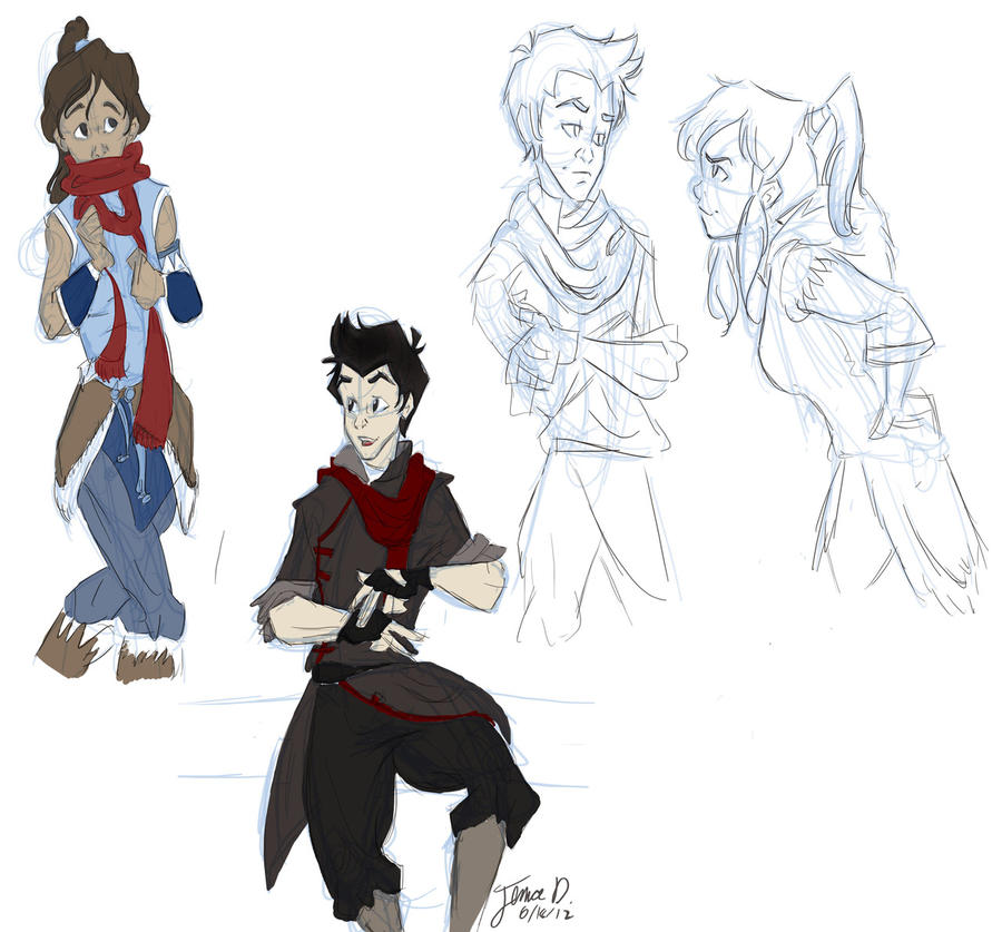 Korra and Mako sketches