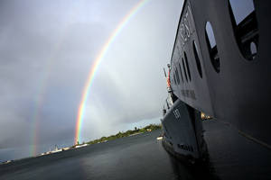 Peaceful Rainbow Over Pearl Harbor