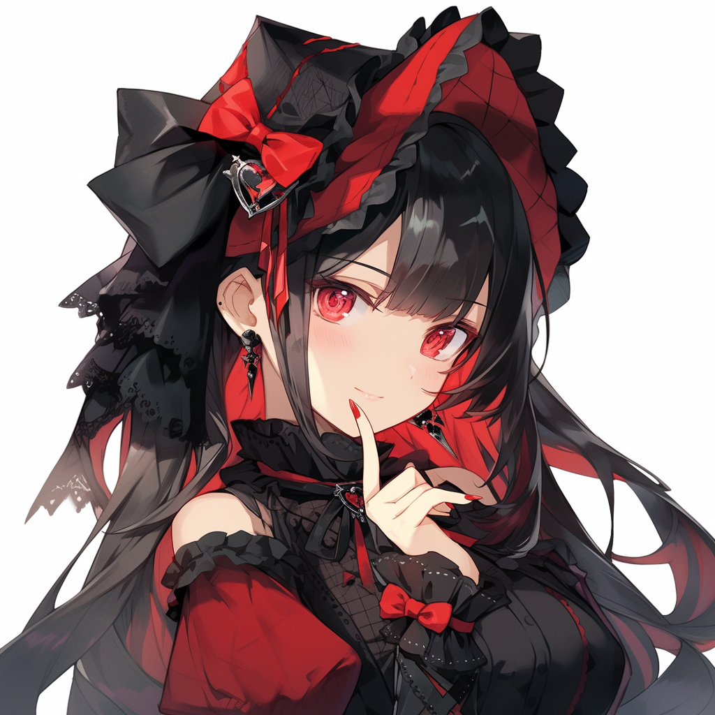 Download Anime Goth Girl With Red Eyes PFP Wallpaper