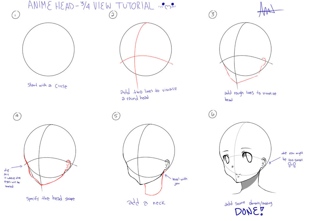3/4 View Anime Head Tutorial by DonutAddic on DeviantArt