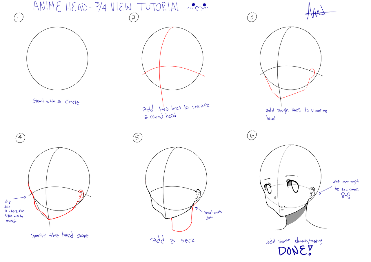 How to Draw Anime Girls in 3/4 View