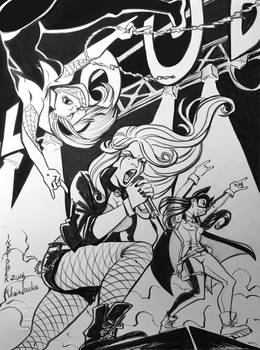 Blackcanary Batgirl Spider Gwen InkTober 2016 02