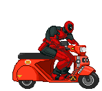 Deadpool on motor bike