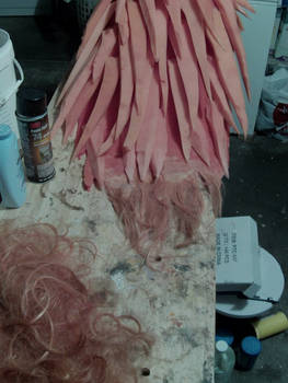 Adding hair to the Ganondorf wig.